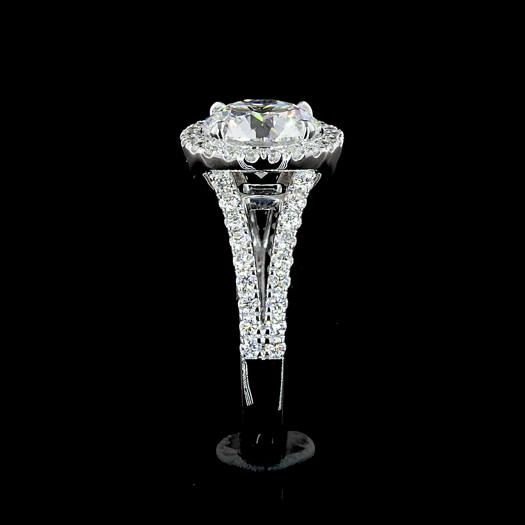 9.17 CT Round Lab Grown Diamond Engagement Ring in 14K White Gold