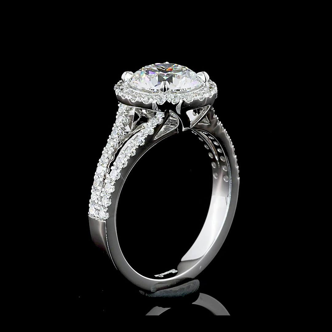 9.17 CT Round Lab Grown Diamond Engagement Ring in 14K White Gold
