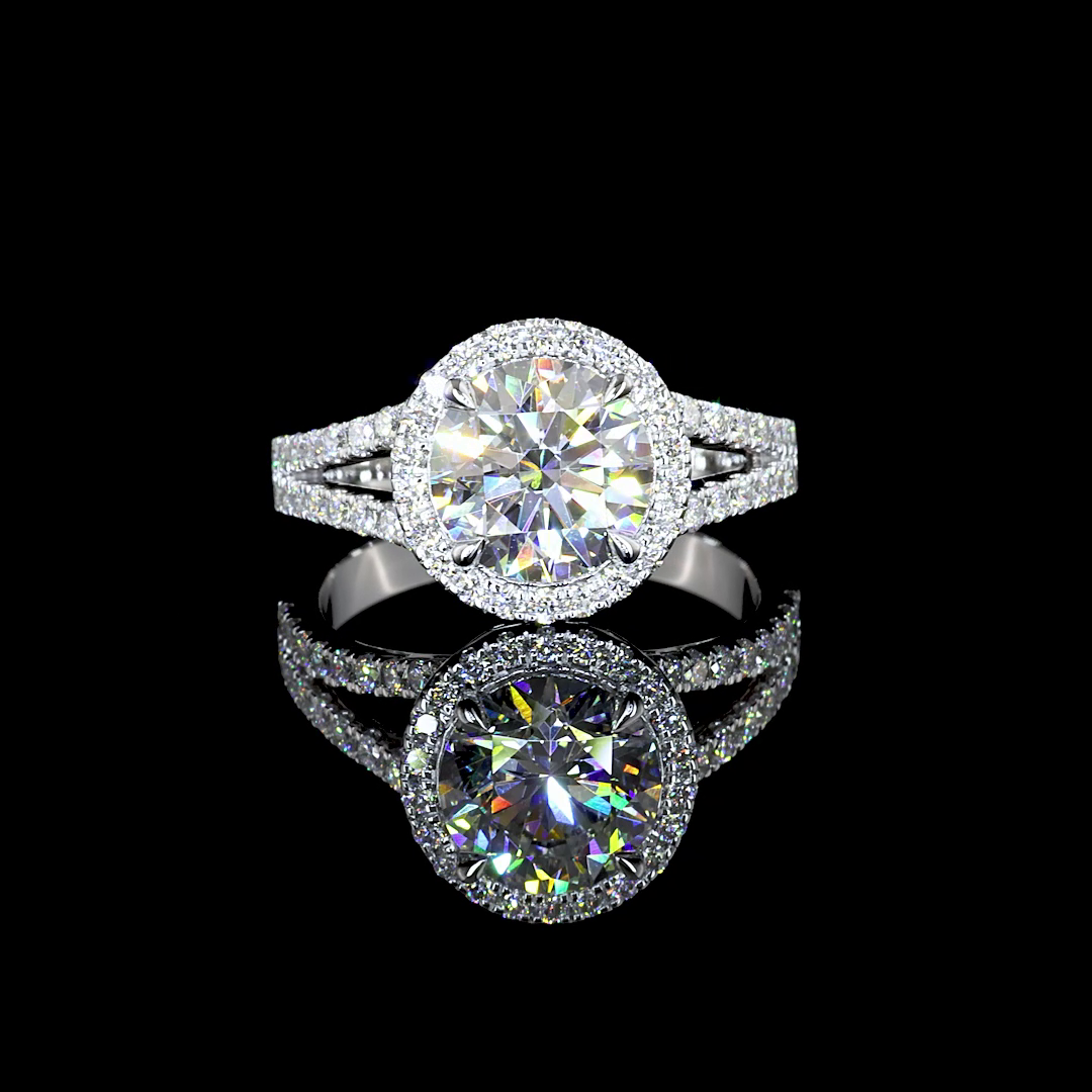 11.74 CT Round Lab Grown Diamond Engagement Ring in 14K White Gold