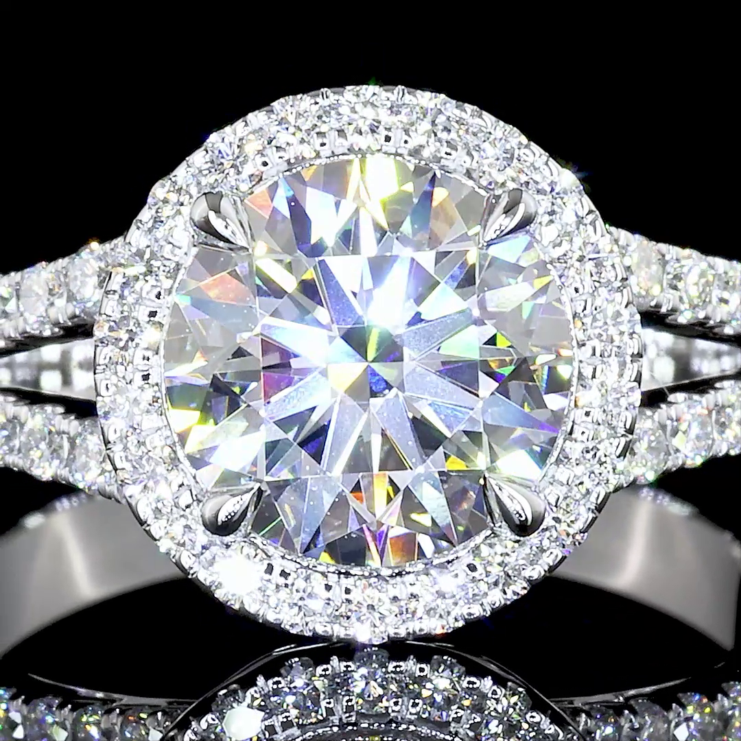 11.74 CT Round Lab Grown Diamond Engagement Ring in 14K White Gold