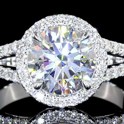 11.74 CT Round Lab Grown Diamond Engagement Ring in 14K White Gold