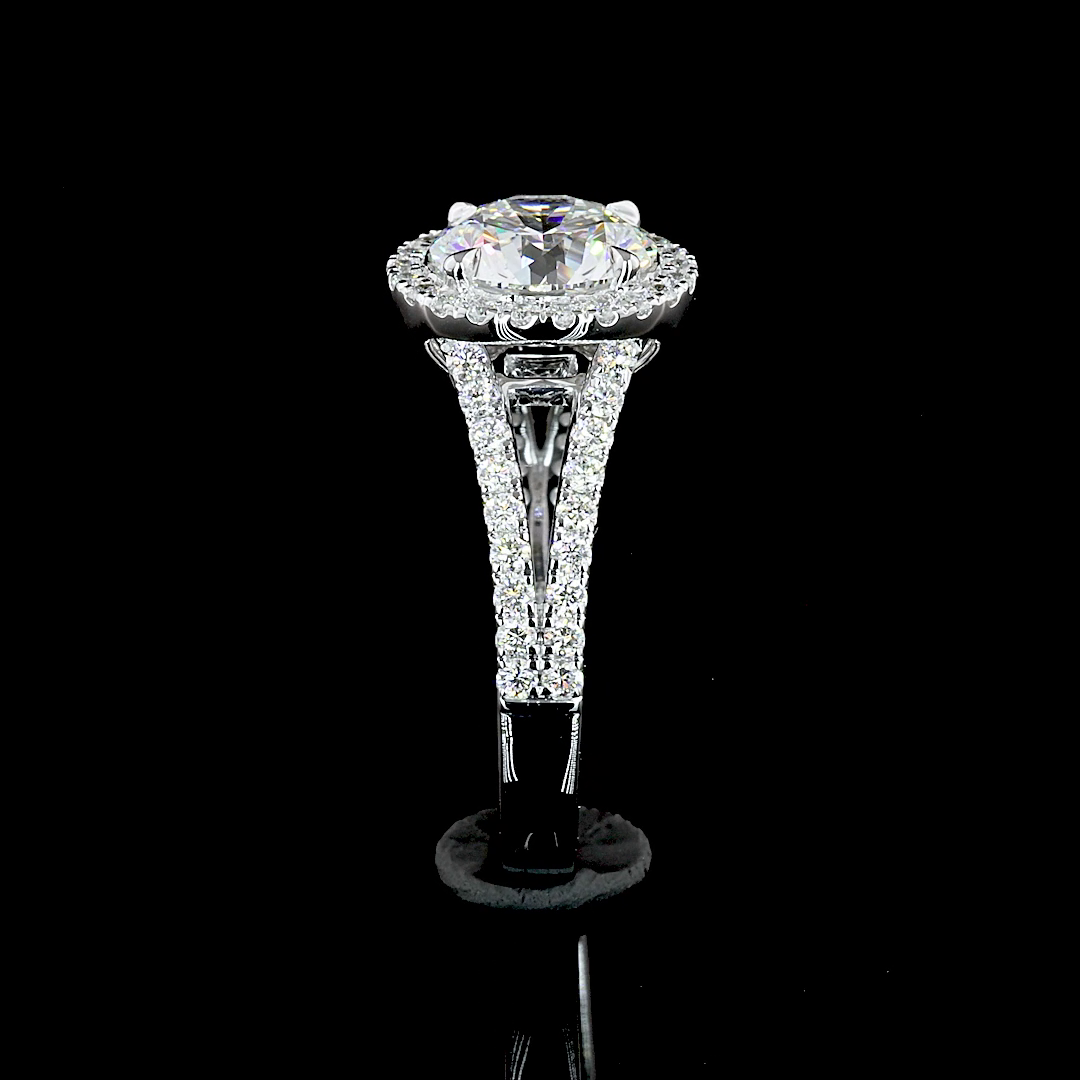11.74 CT Round Lab Grown Diamond Engagement Ring in 14K White Gold
