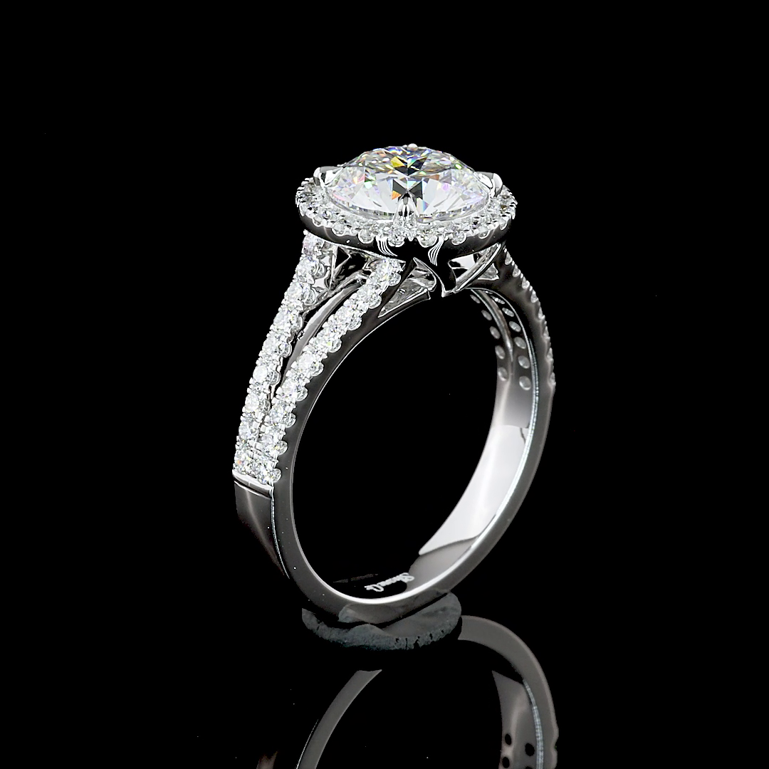 11.74 CT Round Lab Grown Diamond Engagement Ring in 14K White Gold