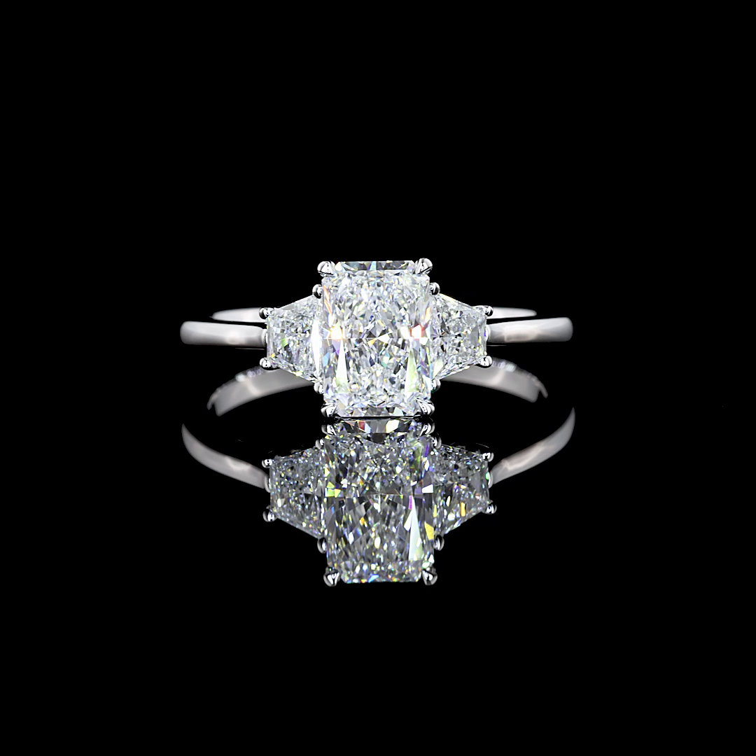 1.34 CT Radiant Lab Grown Diamond Engagement Ring in 14K White Gold