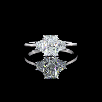 1.34 CT Radiant Lab Grown Diamond Engagement Ring in 14K White Gold