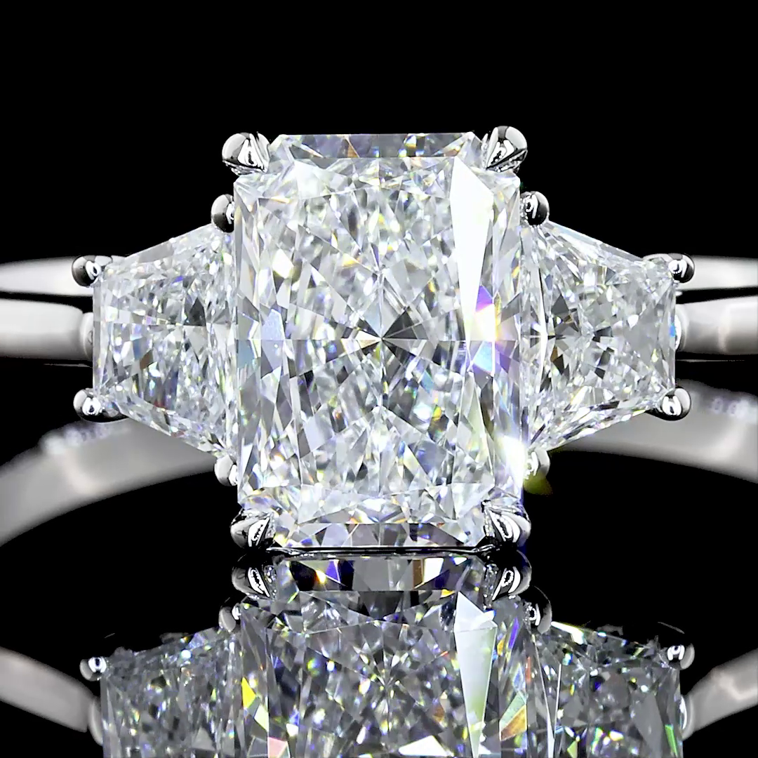 1.34 CT Radiant Lab Grown Diamond Engagement Ring in 14K White Gold
