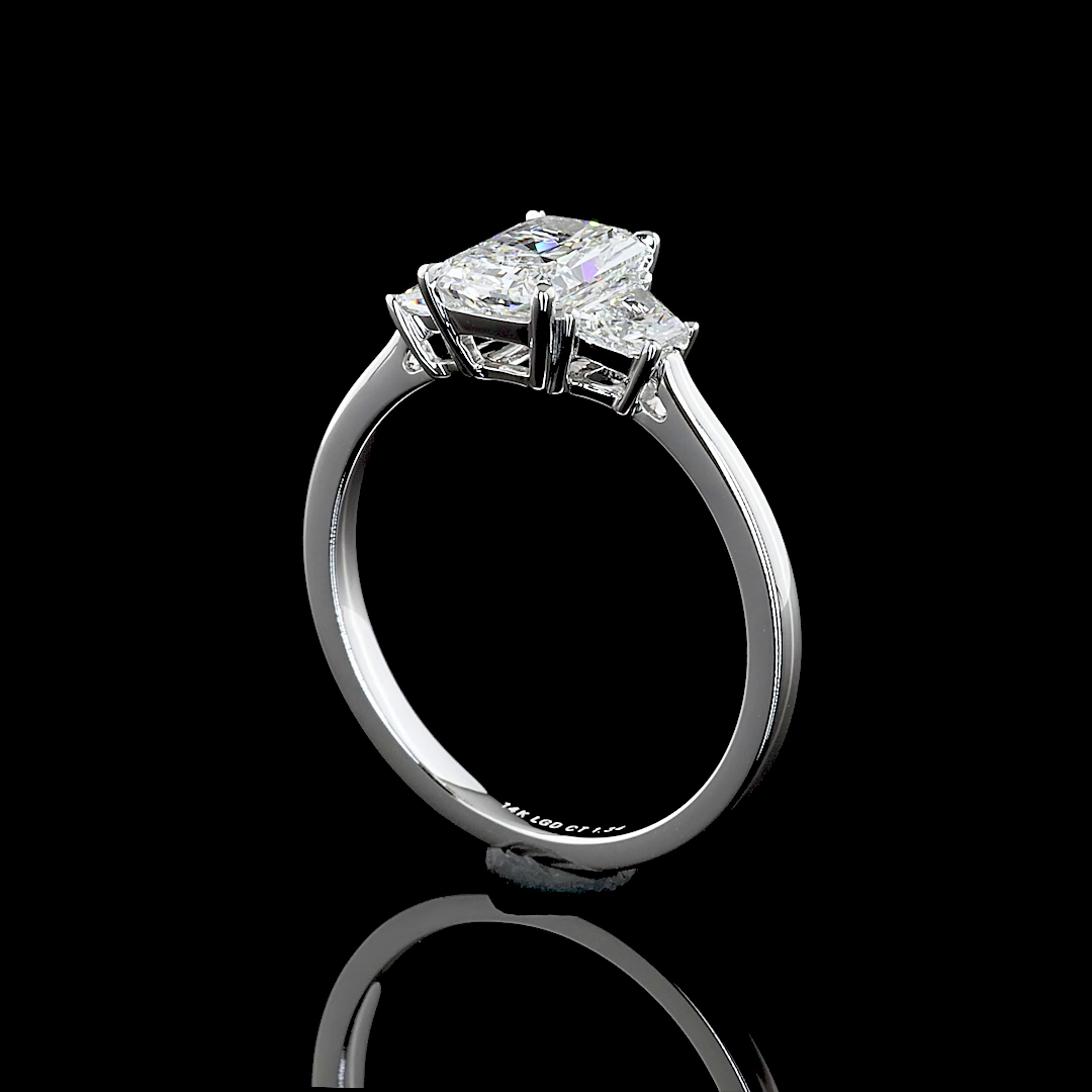 1.34 CT Radiant Lab Grown Diamond Engagement Ring in 14K White Gold
