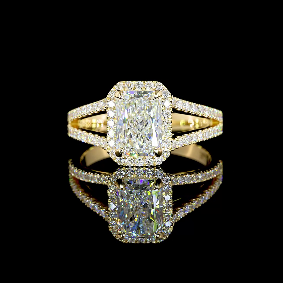 4.85 CT Radiant Lab Grown Diamond Engagement Ring in 14K Yellow Gold