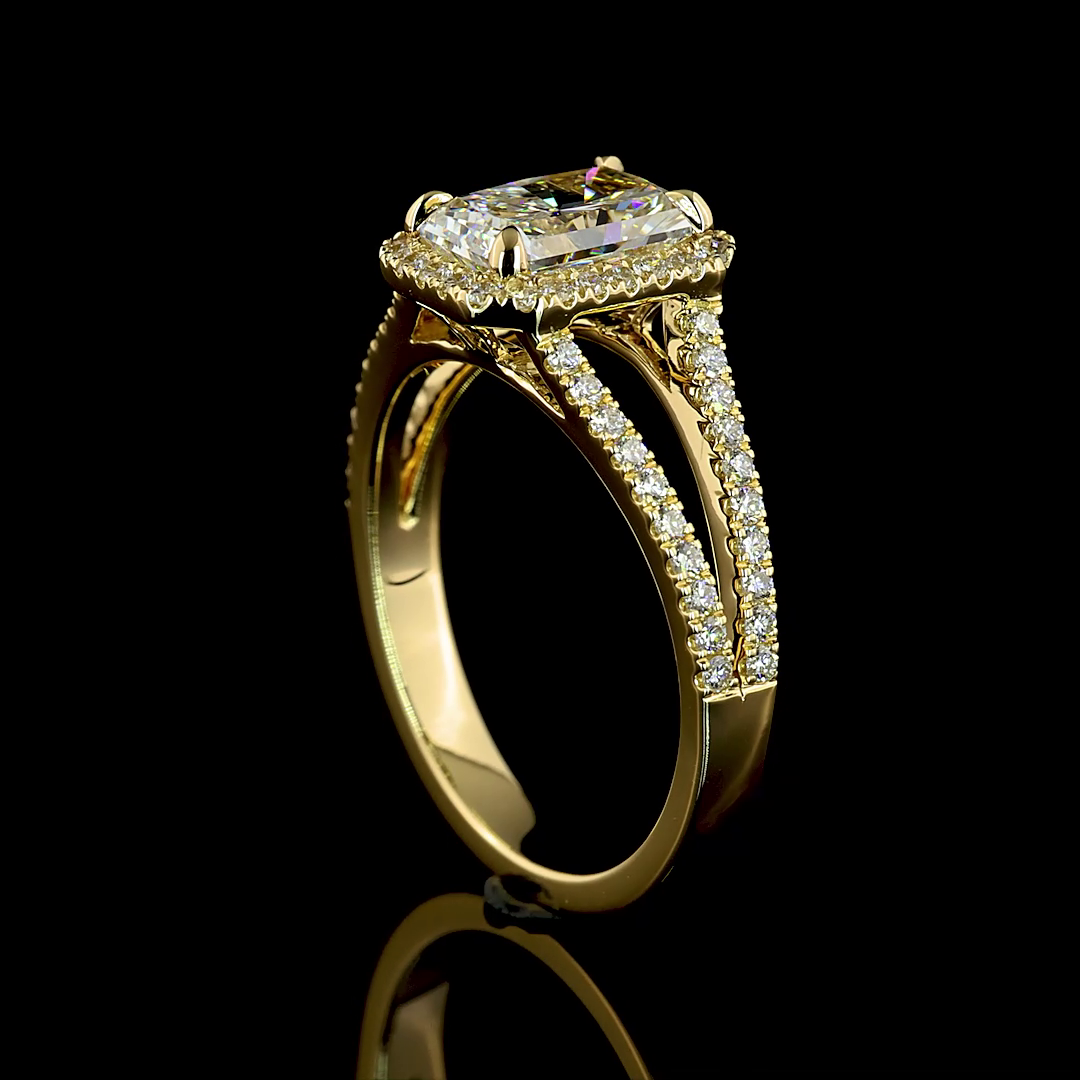 4.85 CT Radiant Lab Grown Diamond Engagement Ring in 14K Yellow Gold