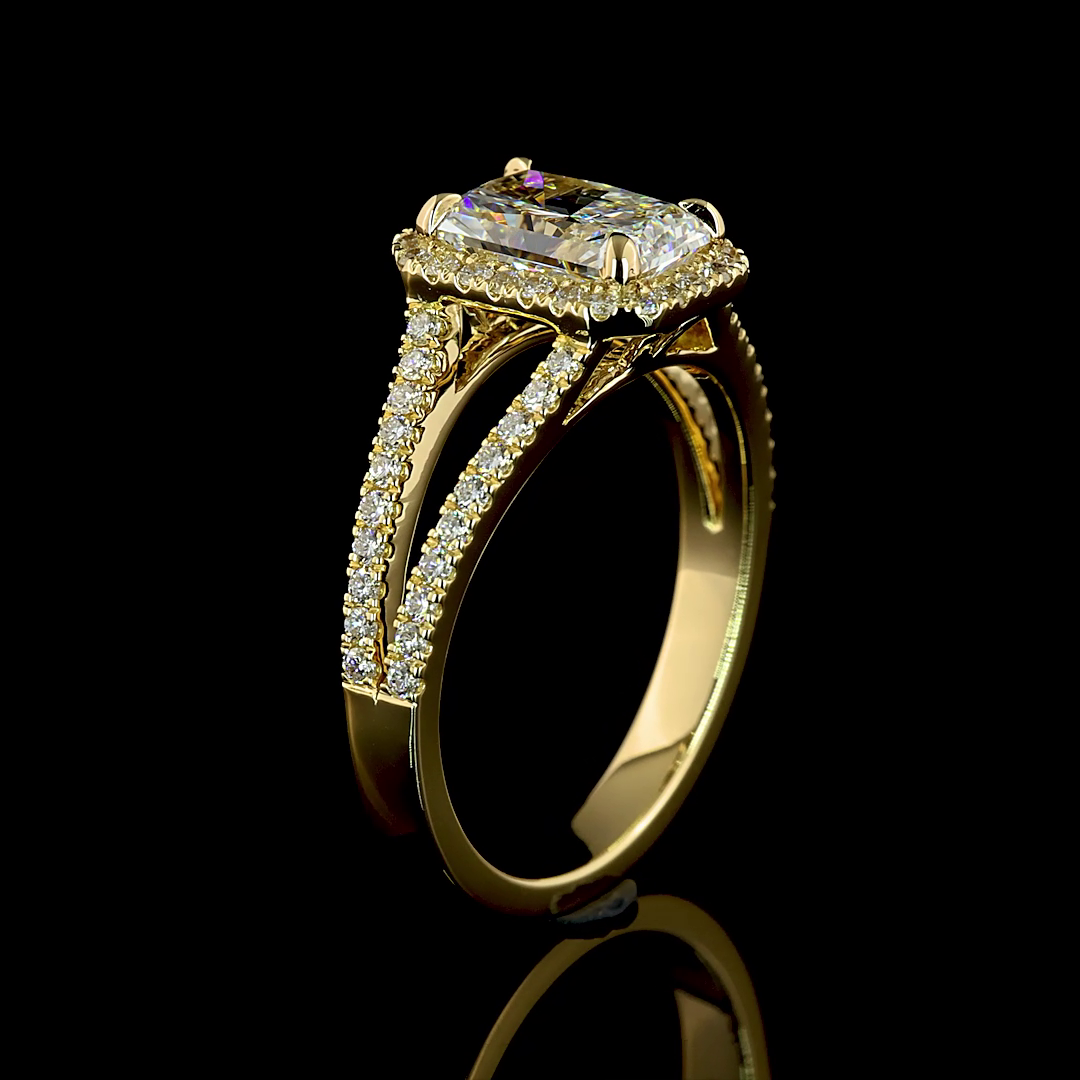 4.85 CT Radiant Lab Grown Diamond Engagement Ring in 14K Yellow Gold