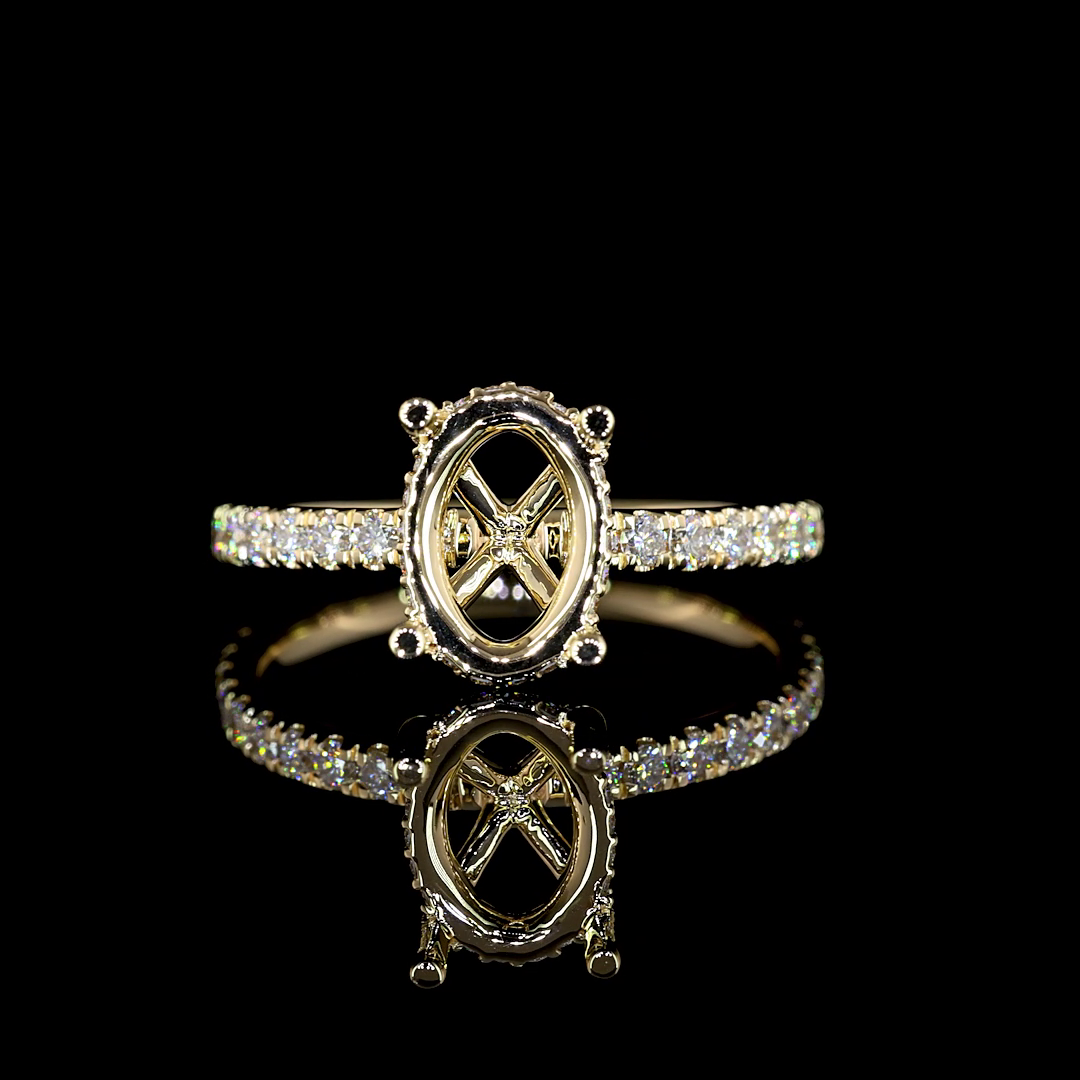 1.5 CT Oval Lab Grown Diamond Engagement Ring in 14K Yellow Gold – close-up