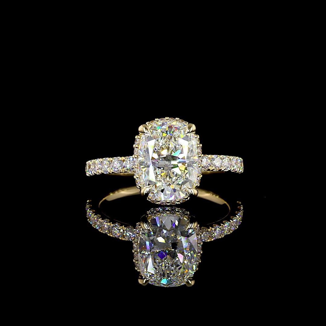 15.65 CT Cushion Lab Grown Diamond Engagement Ring in 14K Yellow Gold