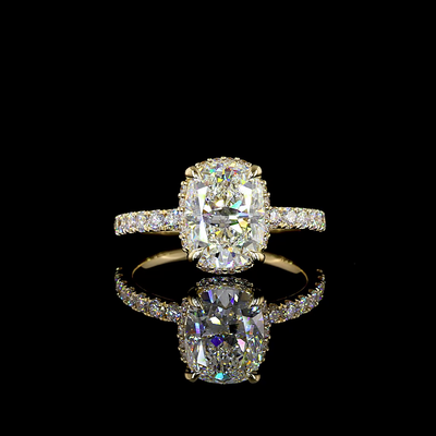 15.65 CT Cushion Lab Grown Diamond Engagement Ring in 14K Yellow Gold