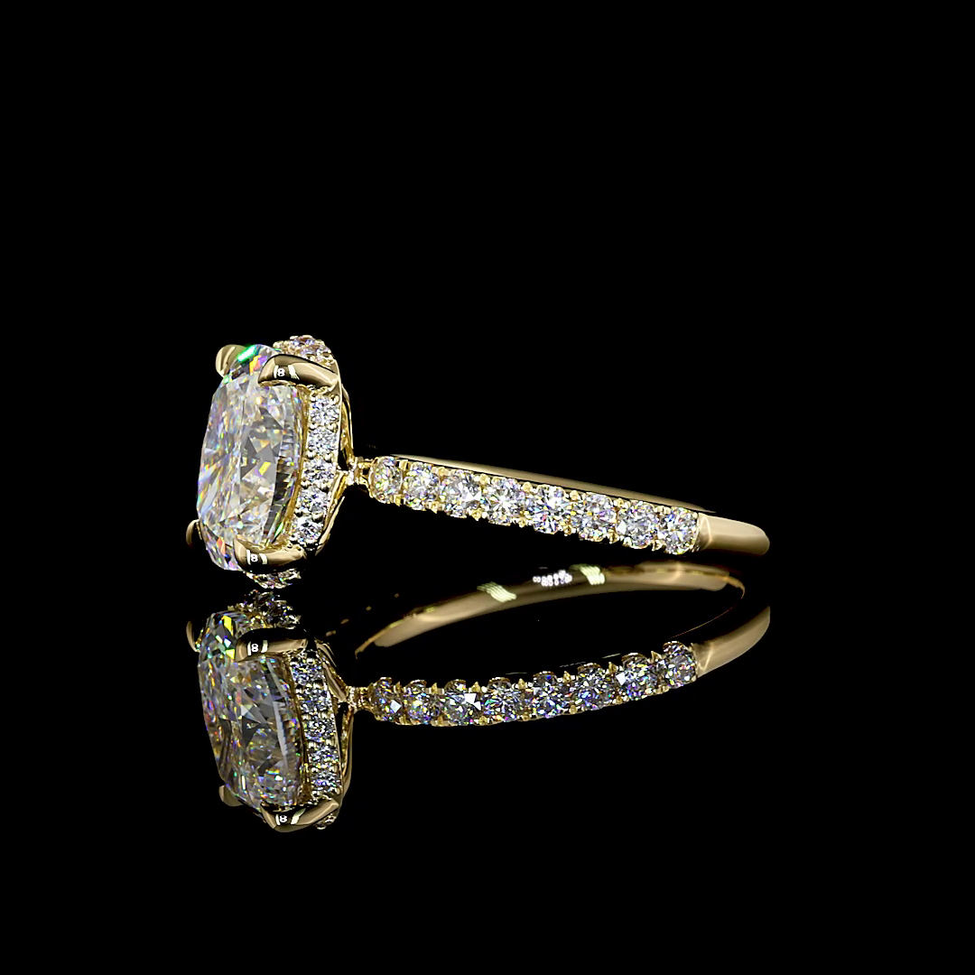 15.65 CT Cushion Lab Grown Diamond Engagement Ring in 14K Yellow Gold