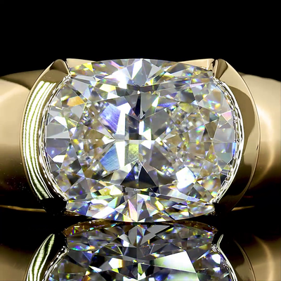 3.04 CT Cushion Lab Grown Diamond Ring in 14K Yellow Gold