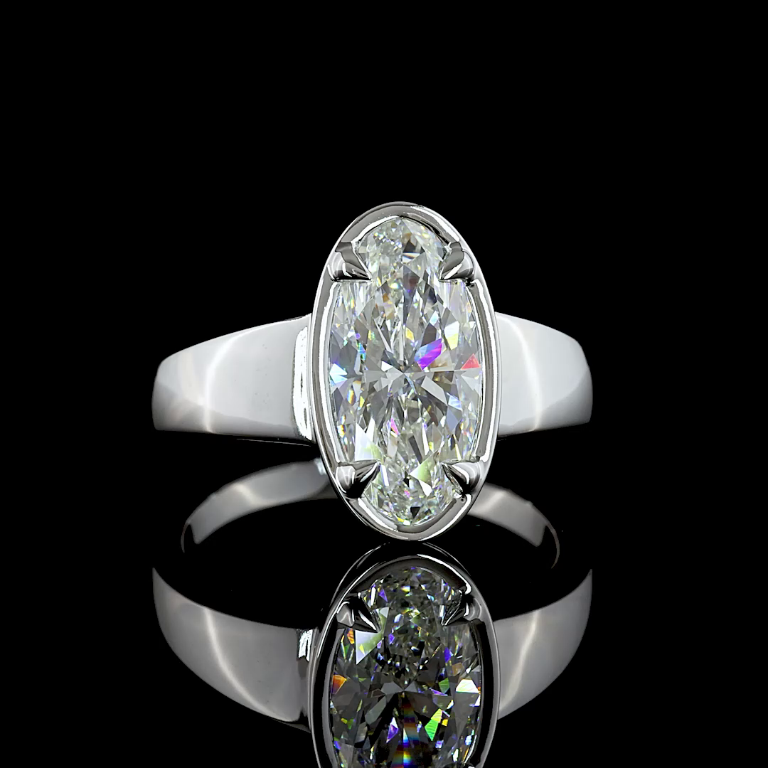 2.12 CT Oval Lab Grown Diamond Engagement Ring in 14K White Gold