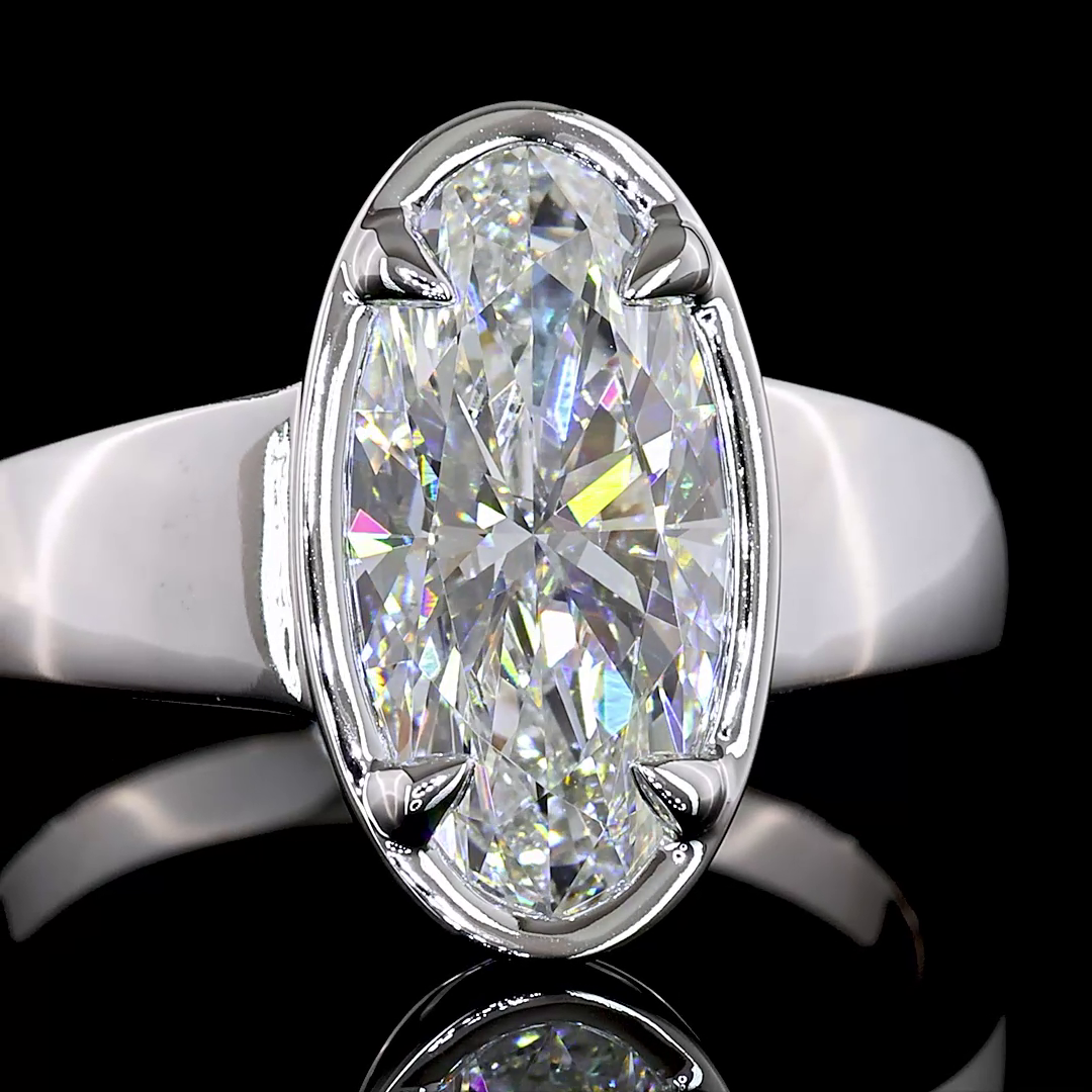 2.12 CT Oval Lab Grown Diamond Engagement Ring in 14K White Gold