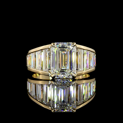 5.82 CT Emerald Lab Grown Diamond Ring in 14K White Gold