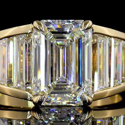 5.82 CT Emerald Lab Grown Diamond Ring in 14K White Gold