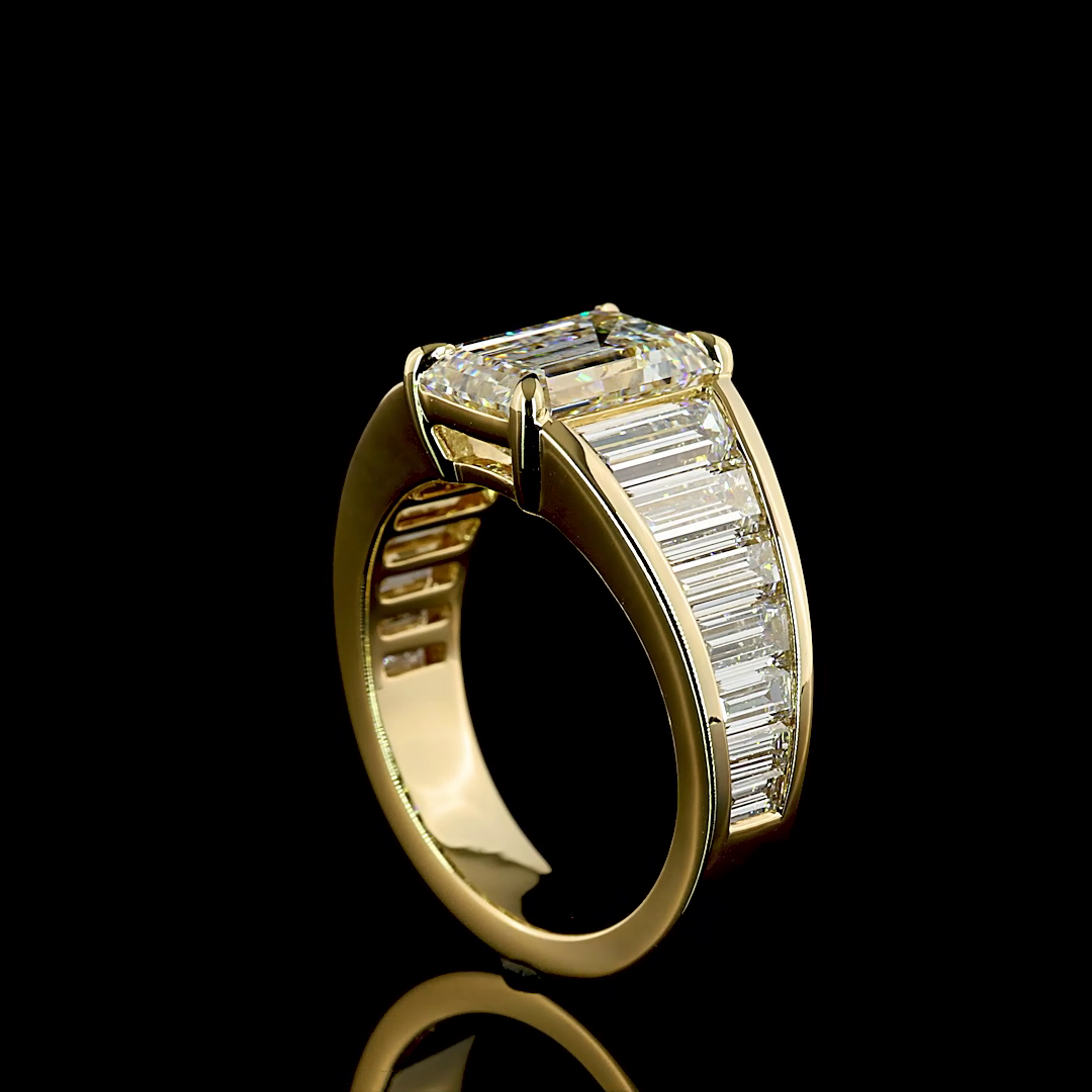 5.82 CT Emerald Lab Grown Diamond Ring in 14K White Gold