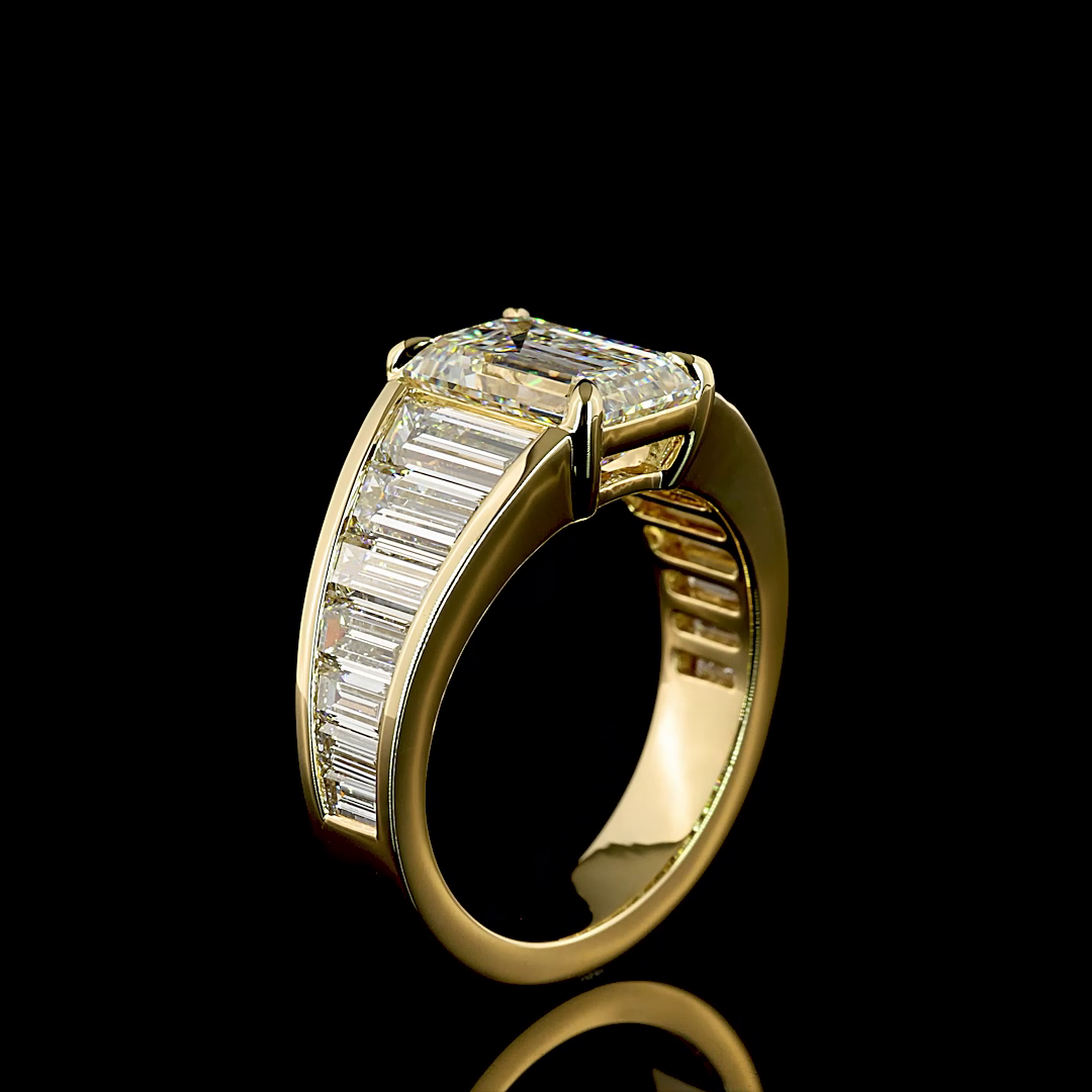 5.82 CT Emerald Lab Grown Diamond Ring in 14K White Gold
