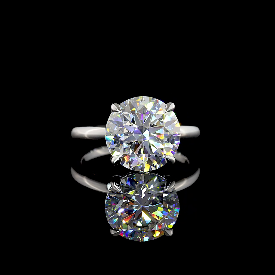 5.15 CT Round Lab Grown Diamond Engagement Ring in 14K White Gold