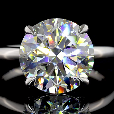 5.15 CT Round Lab Grown Diamond Engagement Ring in 14K White Gold