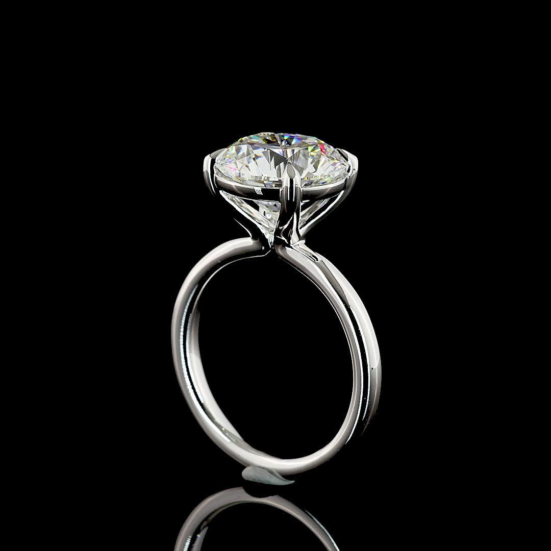 5.15 CT Round Lab Grown Diamond Engagement Ring in 14K White Gold