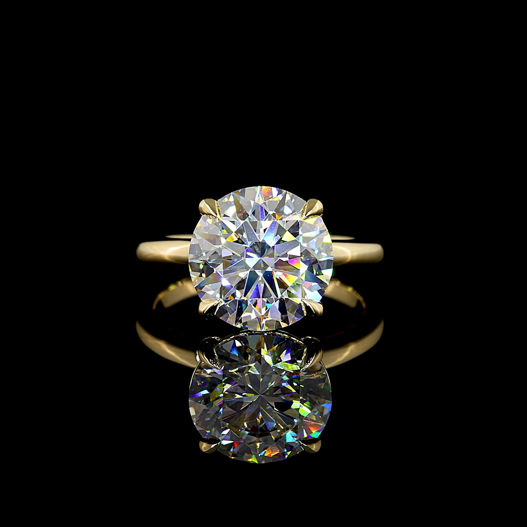 5.15 CT Round Lab Grown Diamond Engagement Ring in 14K Yellow Gold