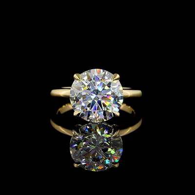 5.15 CT Round Lab Grown Diamond Engagement Ring in 14K Yellow Gold
