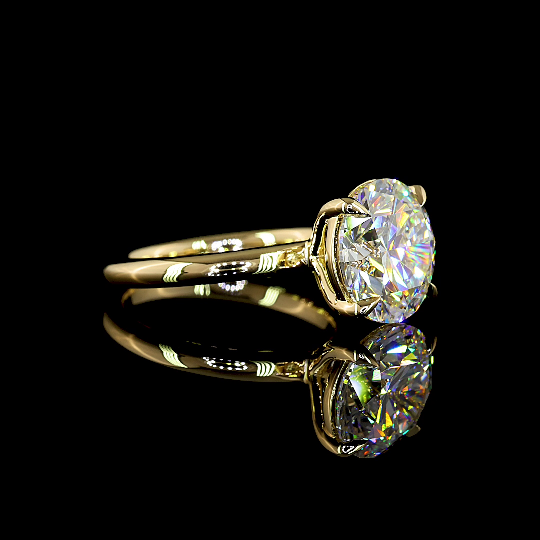 5.15 CT Round Lab Grown Diamond Engagement Ring in 14K Yellow Gold