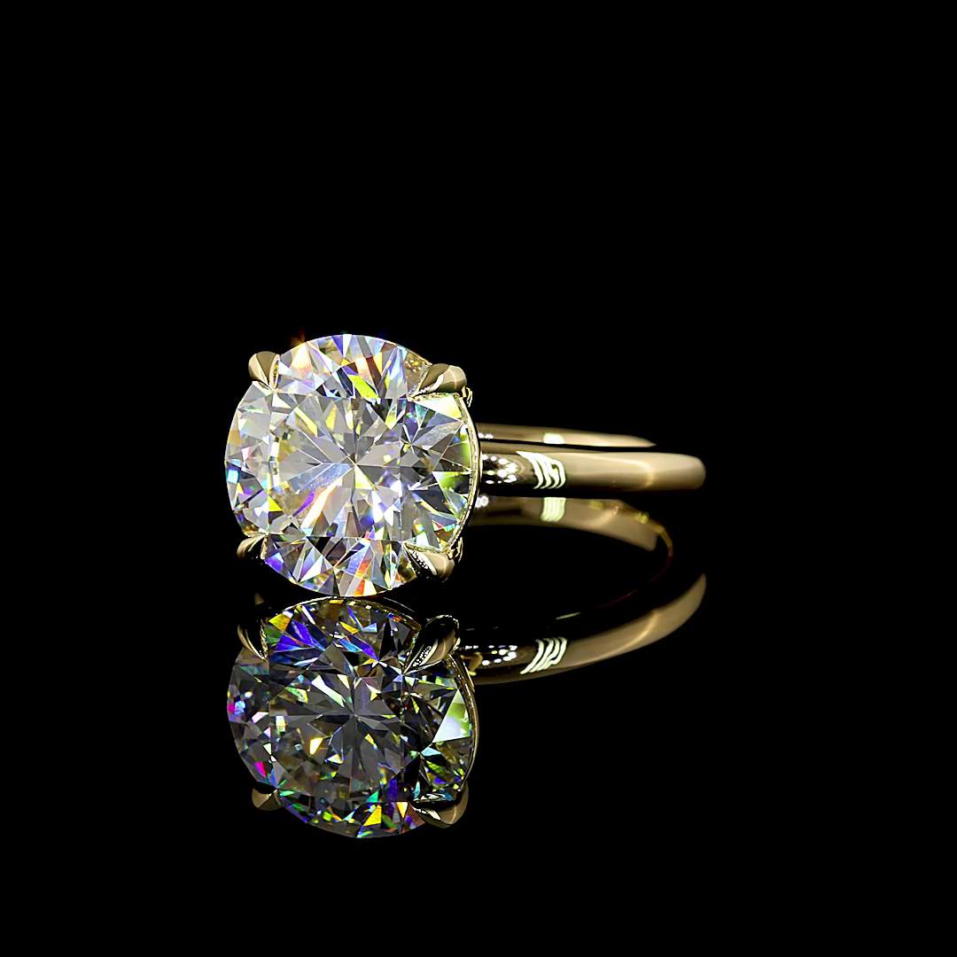 5.15 CT Round Lab Grown Diamond Engagement Ring in 14K Yellow Gold