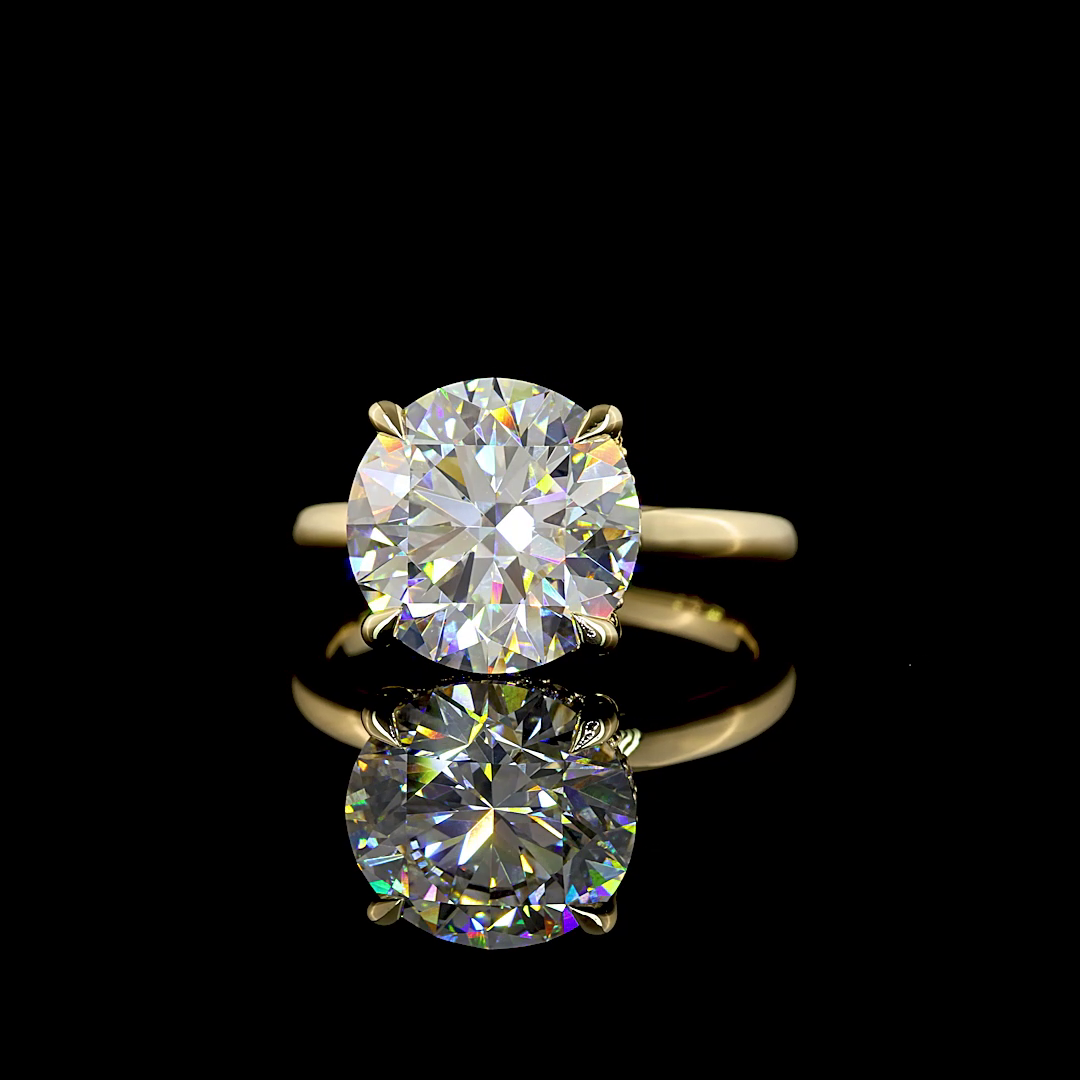 5.25 CT Round Lab Grown Diamond Engagement Ring in 14K Yellow Gold