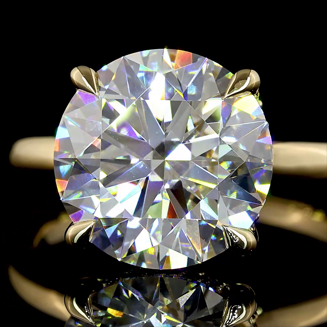 5.25 CT Round Lab Grown Diamond Engagement Ring in 14K Yellow Gold