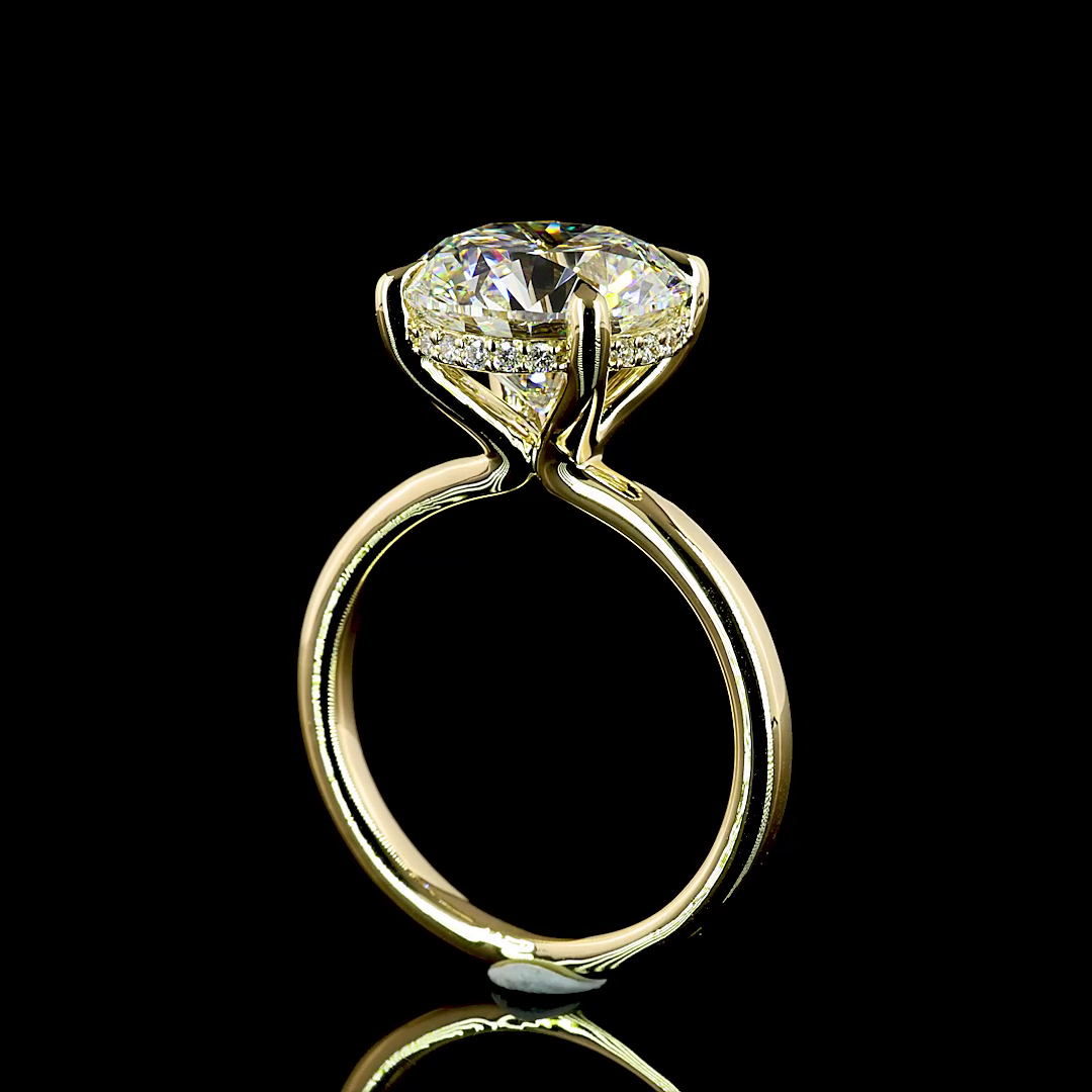 5.25 CT Round Lab Grown Diamond Engagement Ring in 14K Yellow Gold