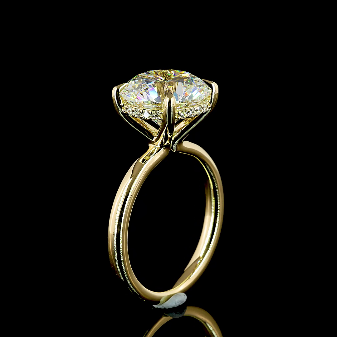 5.25 CT Round Lab Grown Diamond Engagement Ring in 14K Yellow Gold