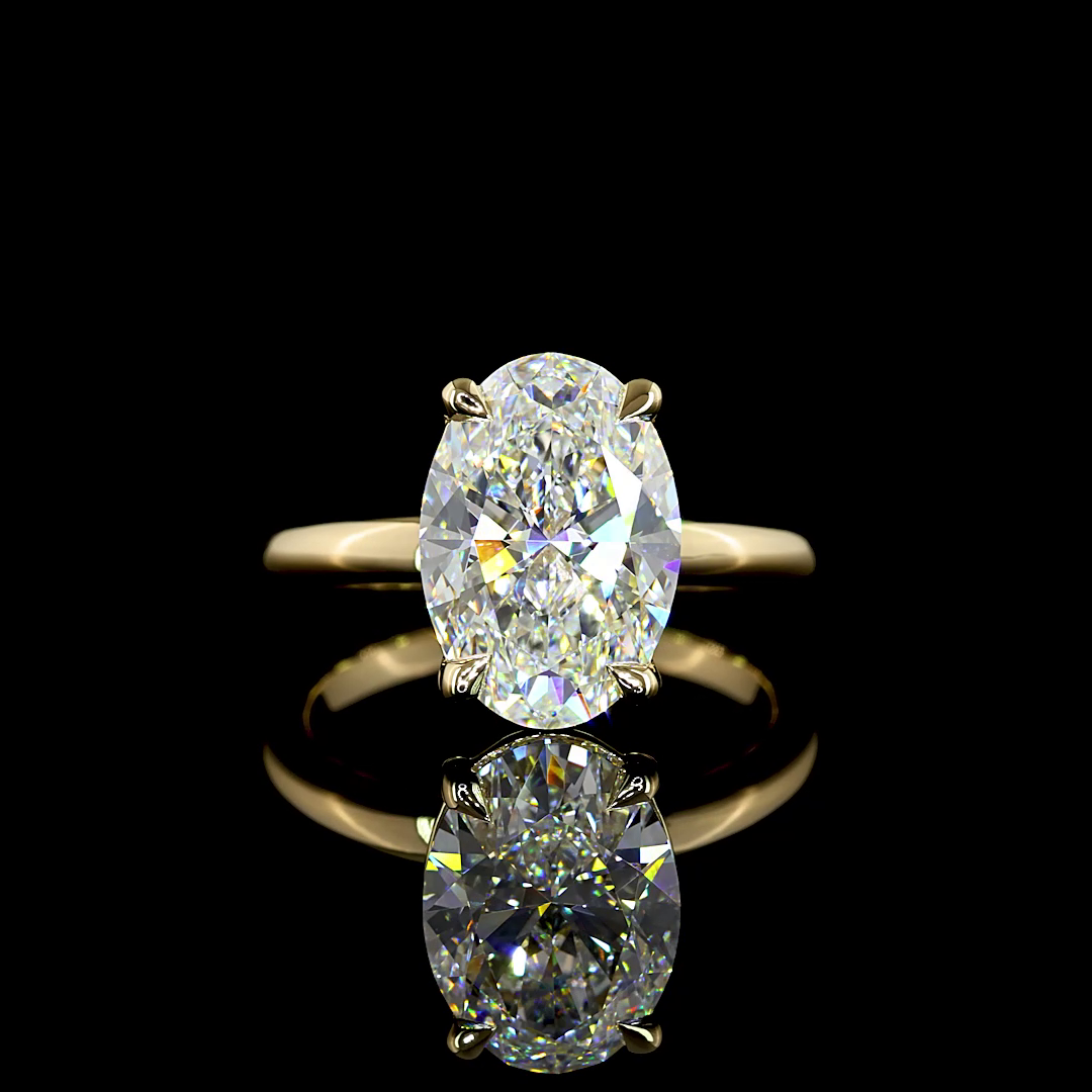 4.08 CT Oval Lab Grown Diamond Engagement Ring in 14K Yellow Gold