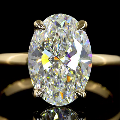 4.08 CT Oval Lab Grown Diamond Engagement Ring in 14K Yellow Gold