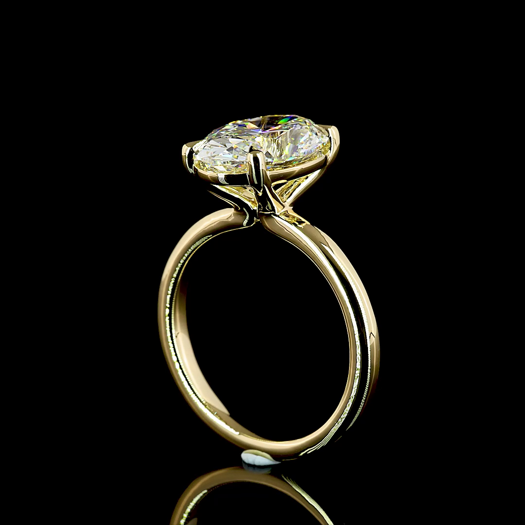 4.08 CT Oval Lab Grown Diamond Engagement Ring in 14K Yellow Gold