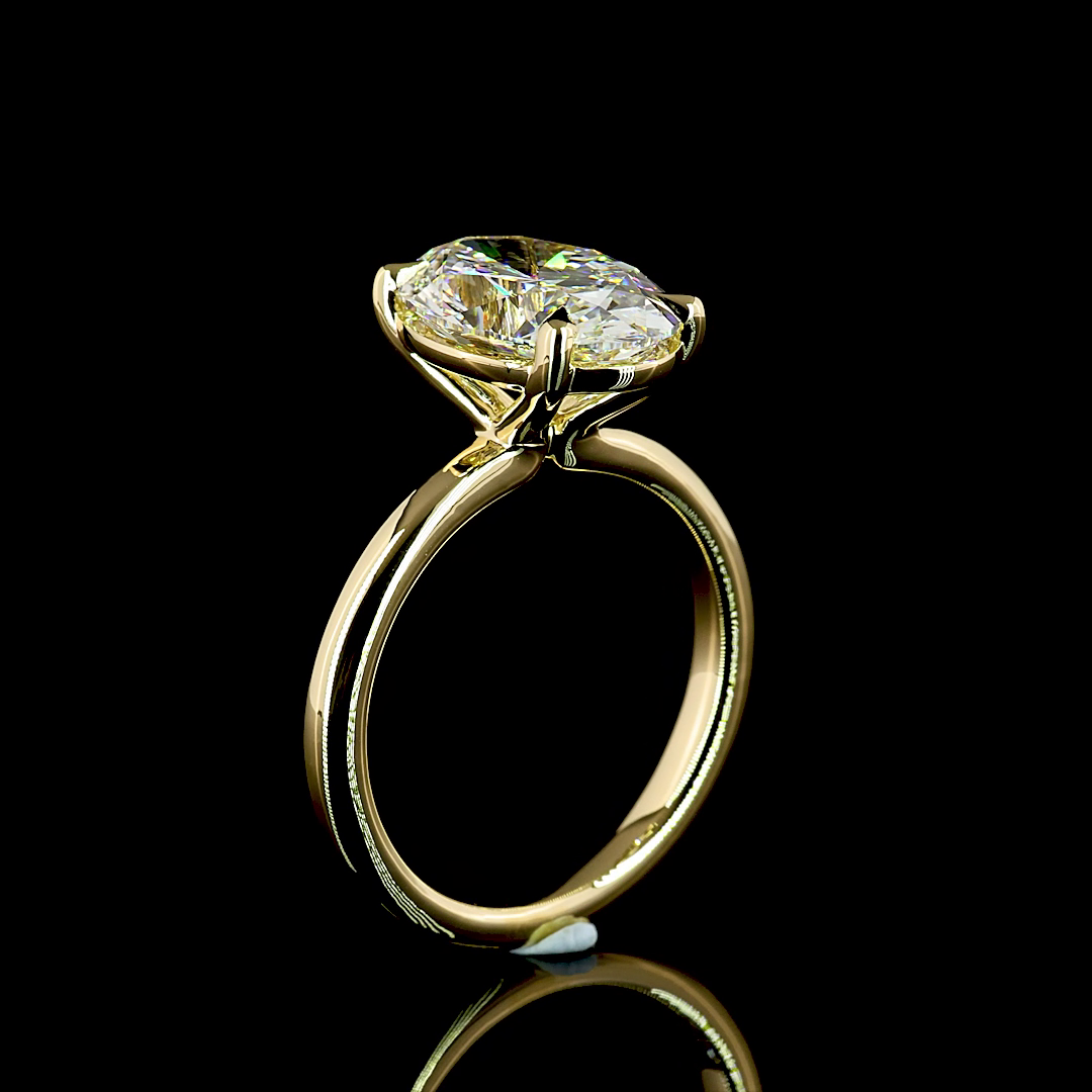 4.08 CT Oval Lab Grown Diamond Engagement Ring in 14K Yellow Gold