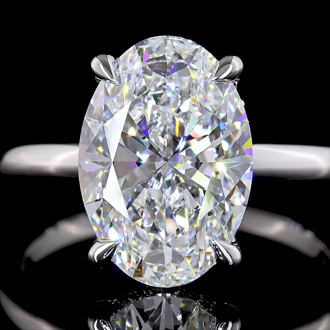 4.16 CT Oval Lab Grown Diamond Engagement Ring in 14K White Gold