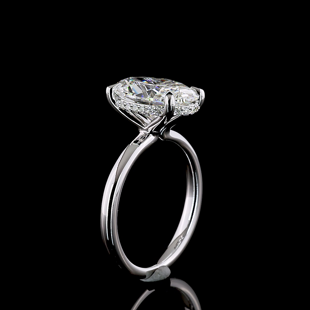 4.16 CT Oval Lab Grown Diamond Engagement Ring in 14K White Gold