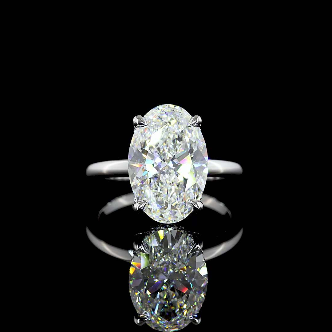 5.8 CT Oval Lab Grown Diamond Engagement Ring in 14K White Gold