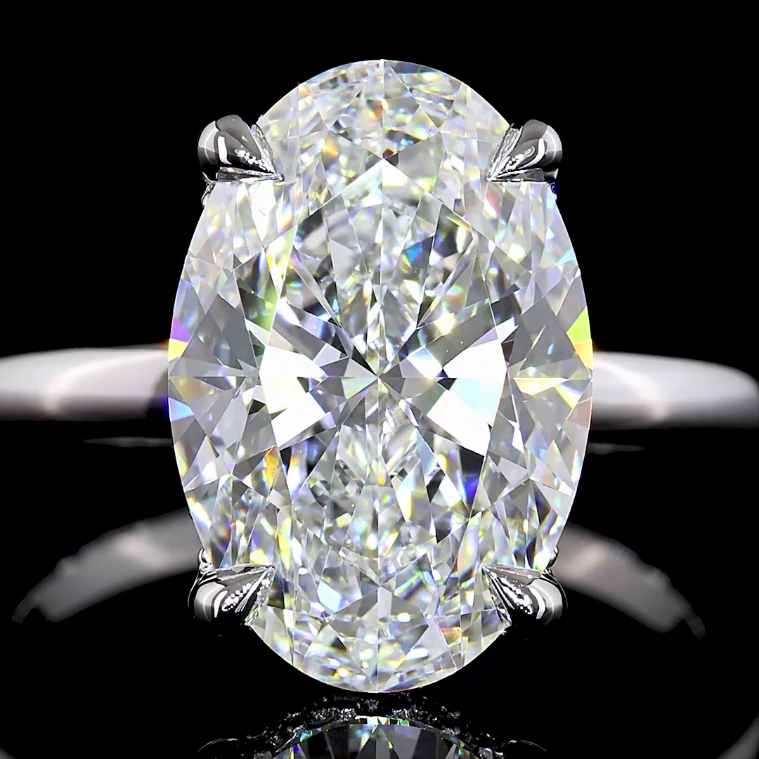 5.8 CT Oval Lab Grown Diamond Engagement Ring in 14K White Gold