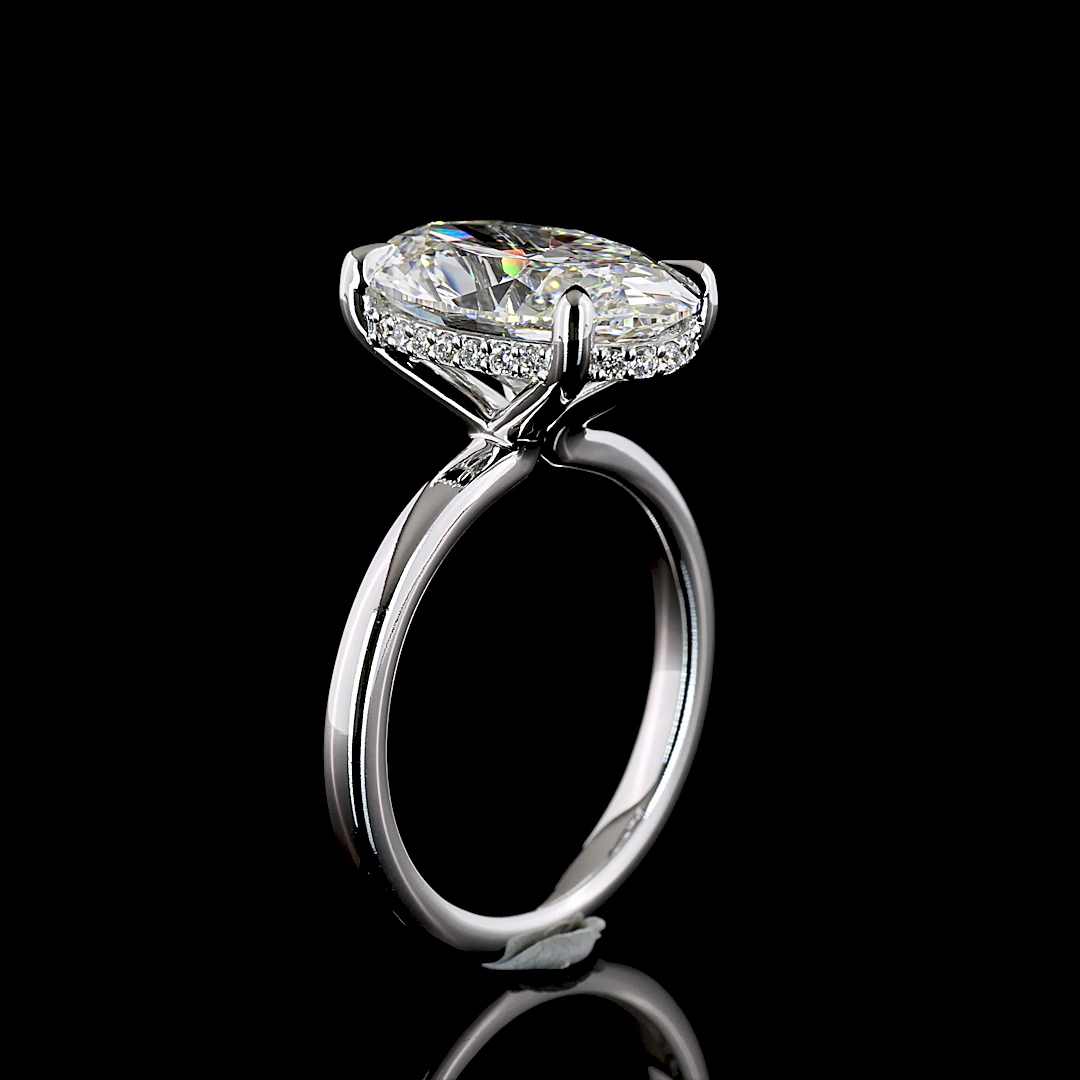 5.8 CT Oval Lab Grown Diamond Engagement Ring in 14K White Gold