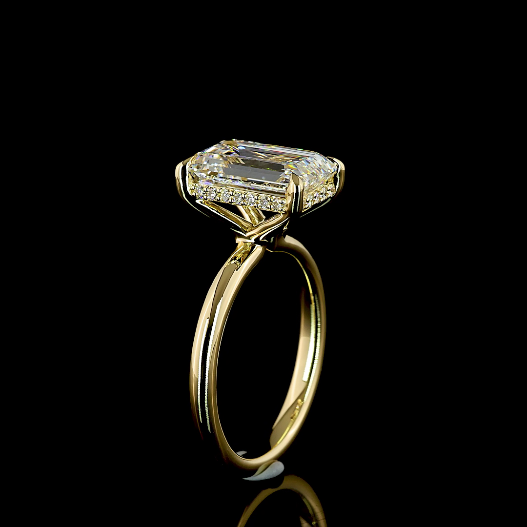 4.14 CT Emerald Lab Grown Diamond Engagement Ring in 14K Yellow Gold