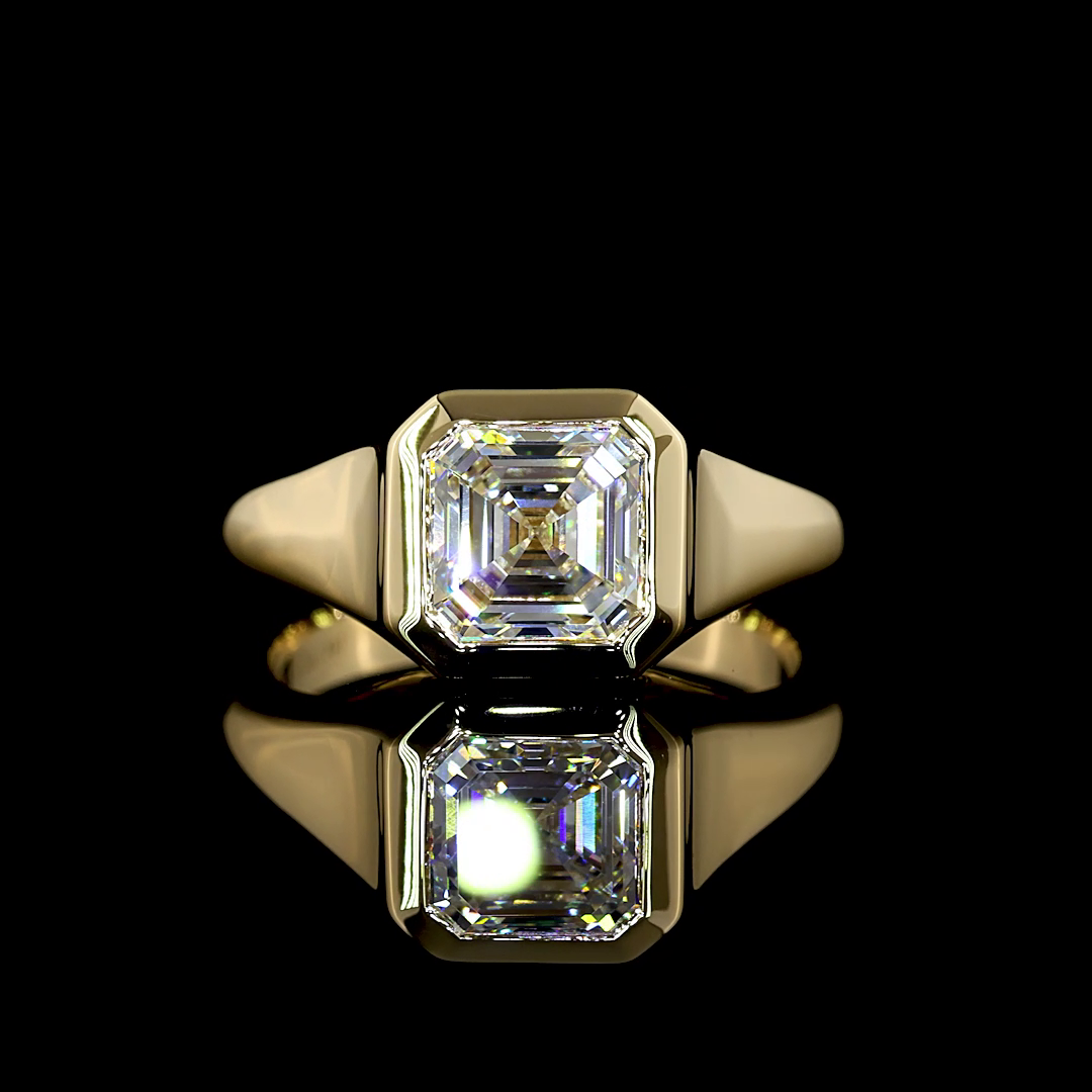 2.06 CT Asscher Lab Grown Diamond Engagement Ring in 14K Yellow Gold