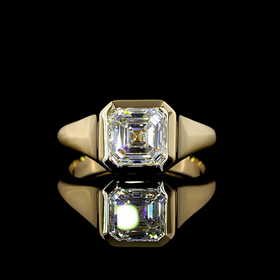 2.06 CT Asscher Lab Grown Diamond Ring in 14K Yellow Gold