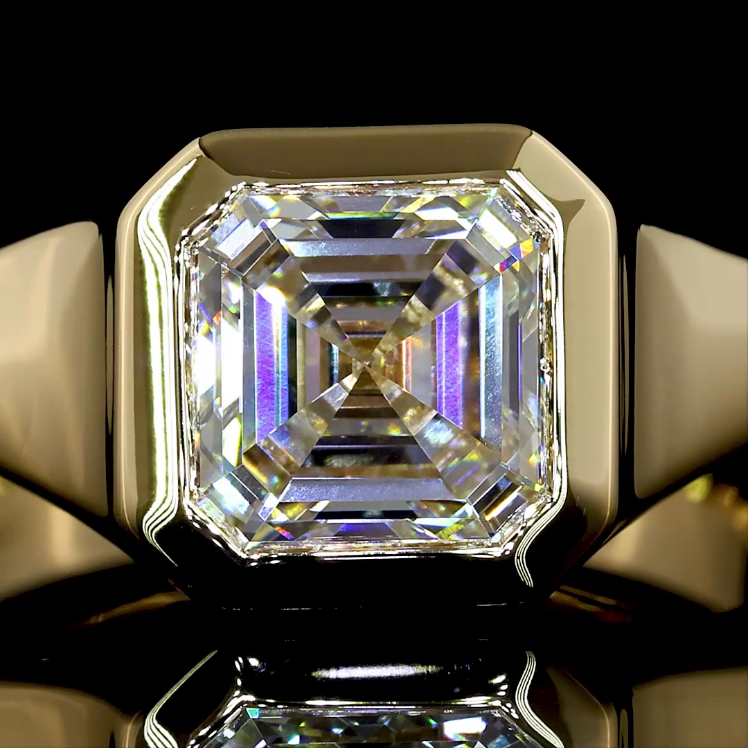 2.06 CT Asscher Lab Grown Diamond Engagement Ring in 14K Yellow Gold
