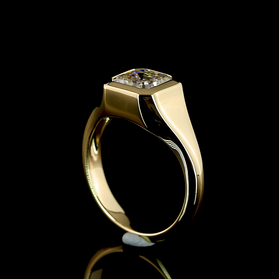 2.06 CT Asscher Lab Grown Diamond Engagement Ring in 14K Yellow Gold